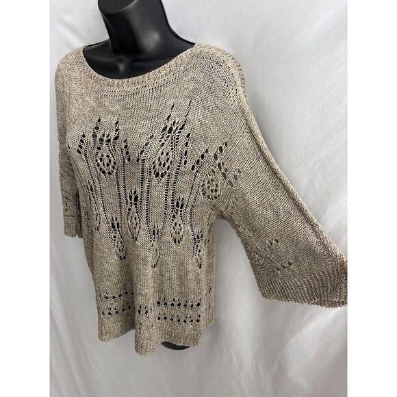 Max Studio Brown Summer Sweater Linen Blend Lagenlook Size XS Classic Knit Basic - Picture 3 of 8